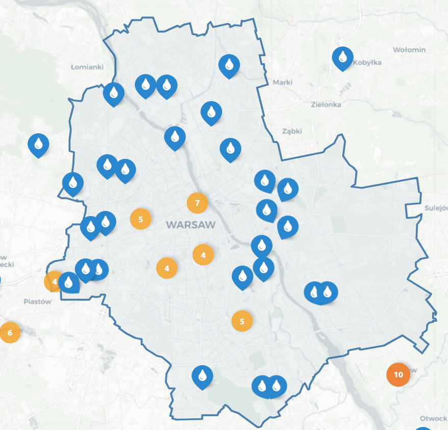 carte fontaine eau Varsovie